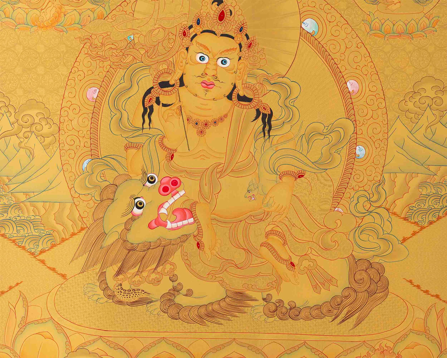 Genuine Hand-Painted Gold Style Namtose | Vaishravana Thangka Painting |