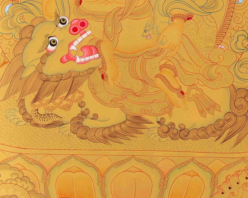 Genuine Hand-Painted Gold Style Namtose | Vaishravana Thangka Painting |