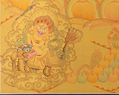 Genuine Hand-Painted Gold Style Namtose | Vaishravana Thangka Painting |