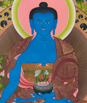 Original Hand-Painted Medicine Buddha Thangka | Peace And Prosperity