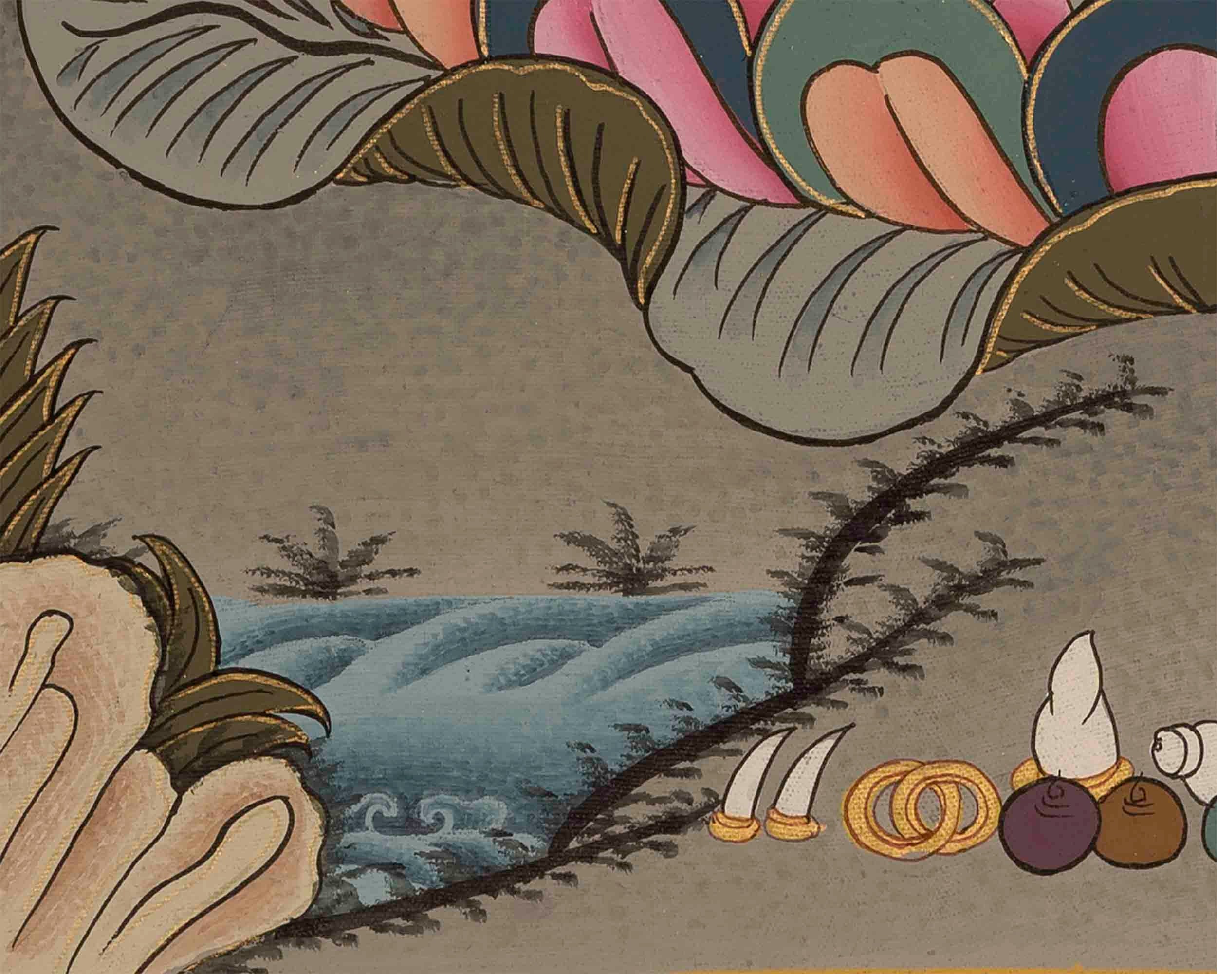 Beautifully Hand-Painted Four-Armed Chengrezig | Avalokiteshvara Thangka Painting