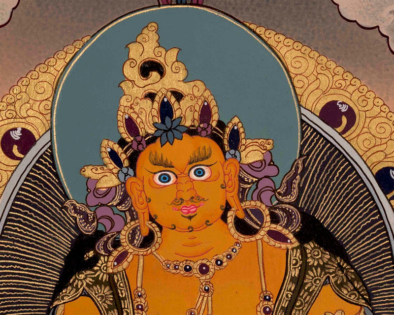 Yellow Dzambala Thangka | God of Wealth in Tibetan Buddhism |