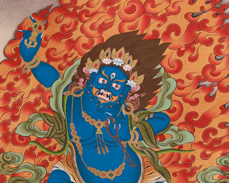 Vajrapani Thangka | Thunderbolt Holder | Wrathful Protector |Powerful Bodhisattva of Spiritual Strength |