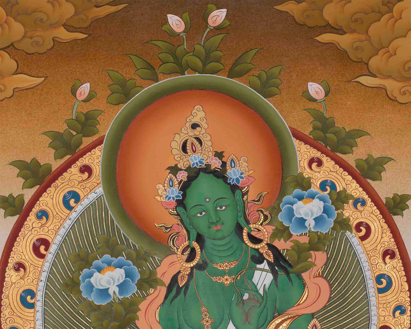 Original Hand-Painted Green Tara Painting | Tara Thangka