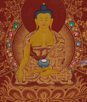 Shakyamuni Buddha on Red Background | Gautama Buddha