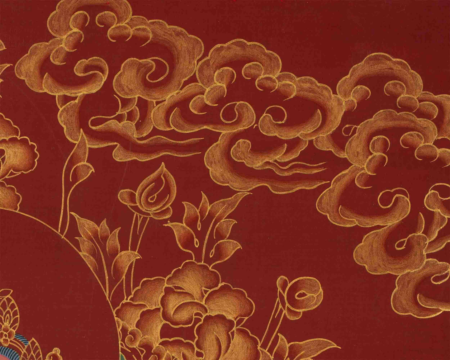 Amitayus Buddha Thangka | Hand-Painted on Red Background for Longevity and Wisdom