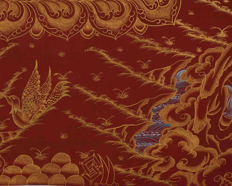 Vajrapani Thangka on Red Background | Guardian of the Dharma