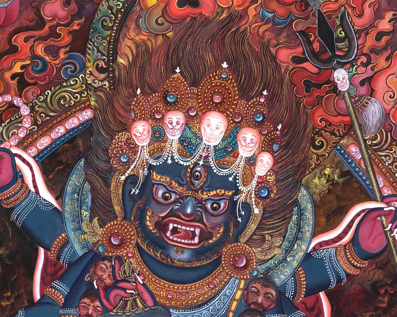 6 Armed Mahakala Thangka | Dharma Protector | Wrathful Deity