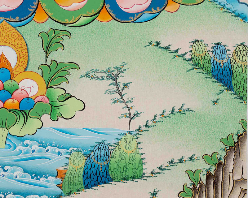 Traditional Chengrezig Thangka | Original Hand-Painted Tibetan Bodhisattva Arts