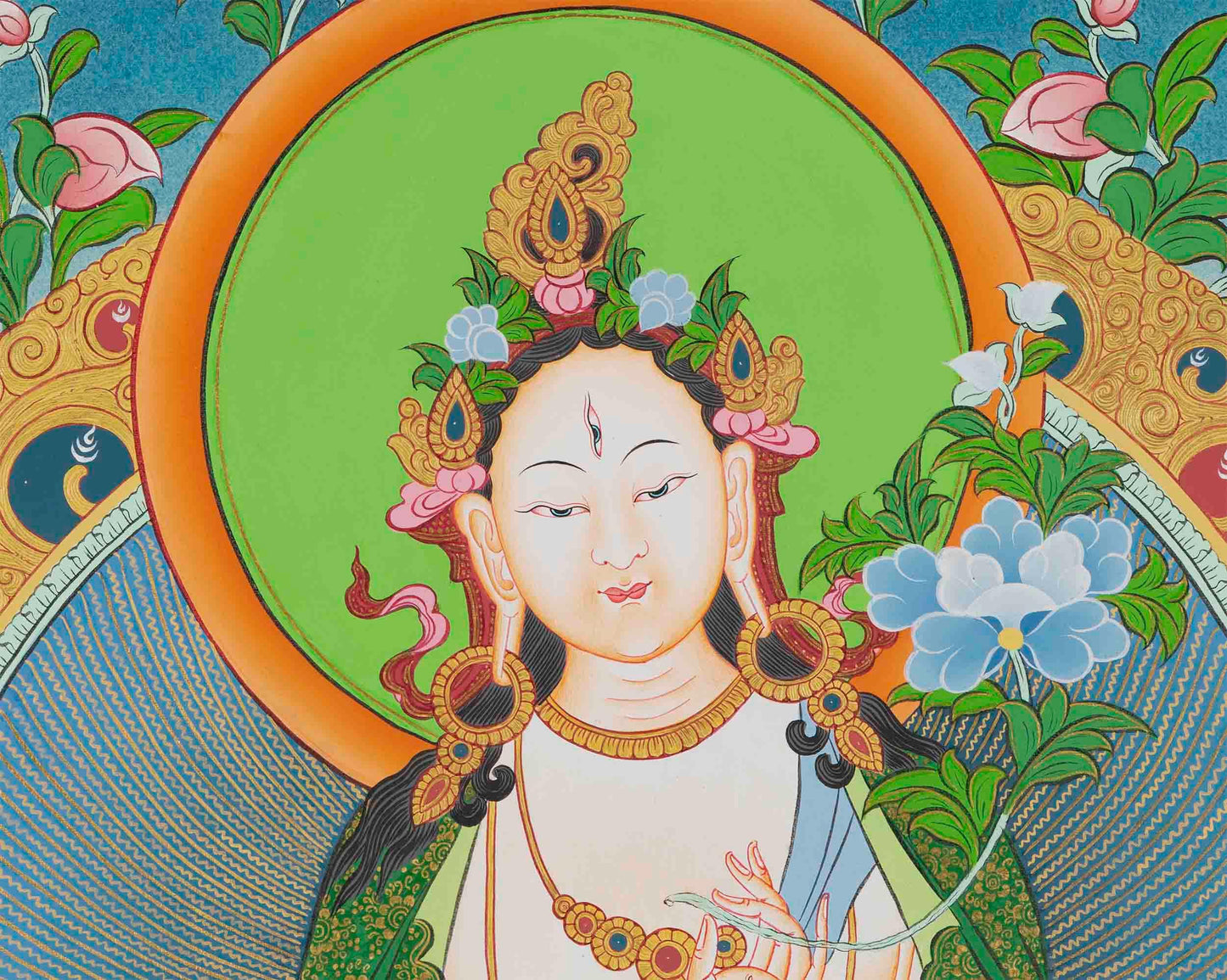 White Tara Thangka Painting | Compassionate Goddess | Tibetan Meditation Art