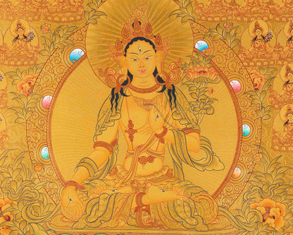 Big Size Gold 108 White Tara | Original Hand-Painted Female Bodhisattva Thangka