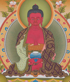 Amitabha Buddha Thangka Painting | Pure Land Deity | Red Buddha