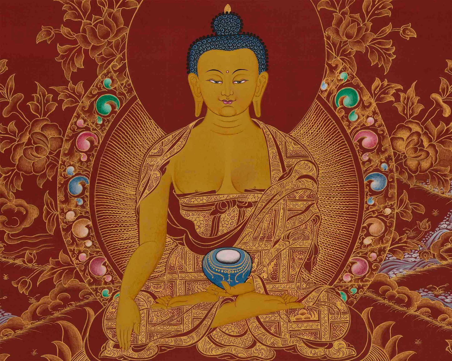 Shakyamuni Buddha on Red Background | Gautama Buddha