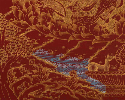 Guru Rinpoche Thangka | Red Background | Guru Padmasambhava