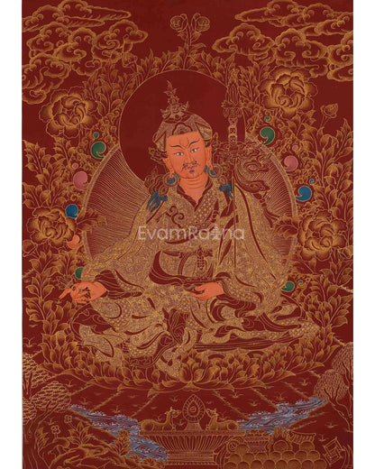 Guru Rinpoche Thangka | Red Background | Guru Padmasambhava