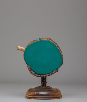 Buddhist Damaru with Stand | Handcrafted Ritual Drum for Meditation