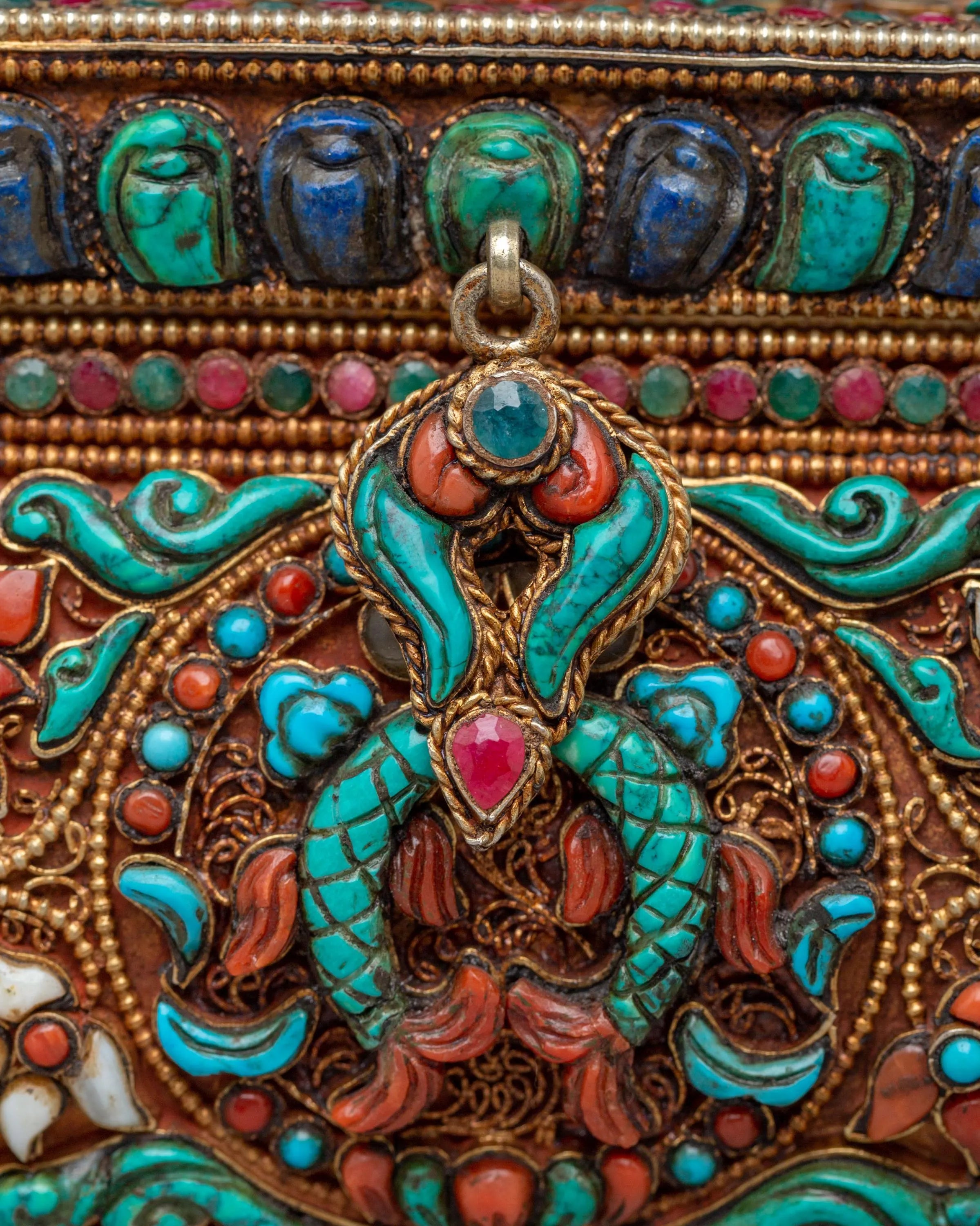 Decorative Jewelry Box | Handcrafted Silver and Copper Box with Semi-Precious Stones