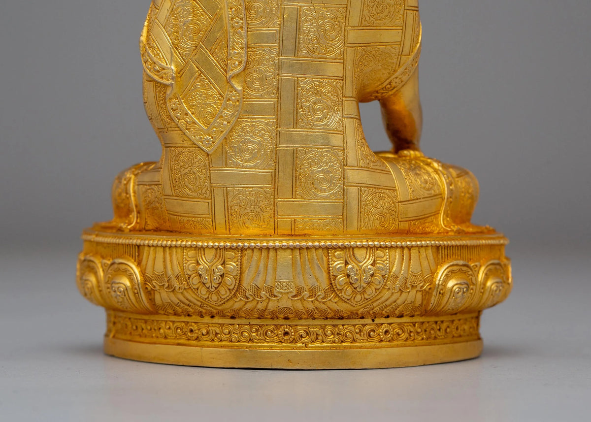 Shakyamuni Buddha Statue of Power and Knowledge | Copper Body with 24K Gold Plating