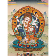 Tibetan White Mahakala Thangka Print | Art For Room Decor | Spiritual Gifts