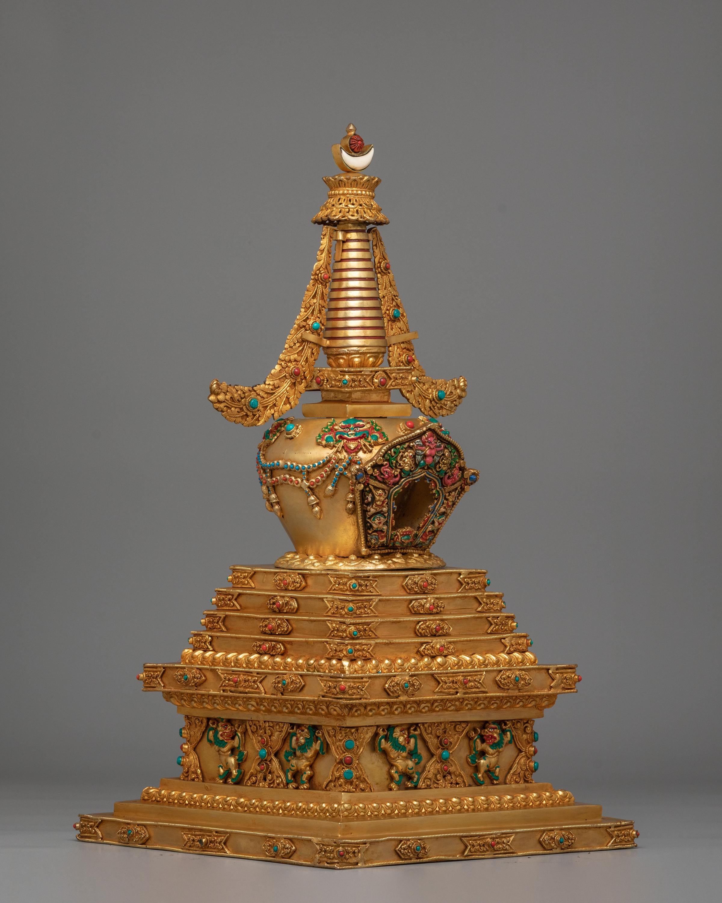 Handcrafted Traditional Tibetan Stupa | Himalayan Spiritual Decor