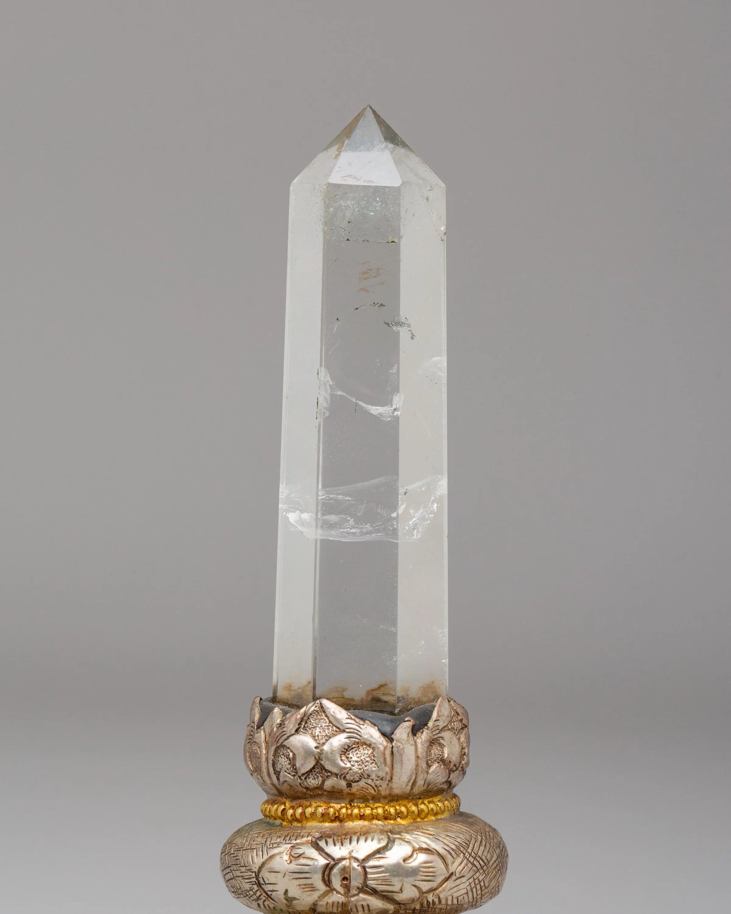 Himalayan Crystal On Silver Stand | Handmade Gemstone