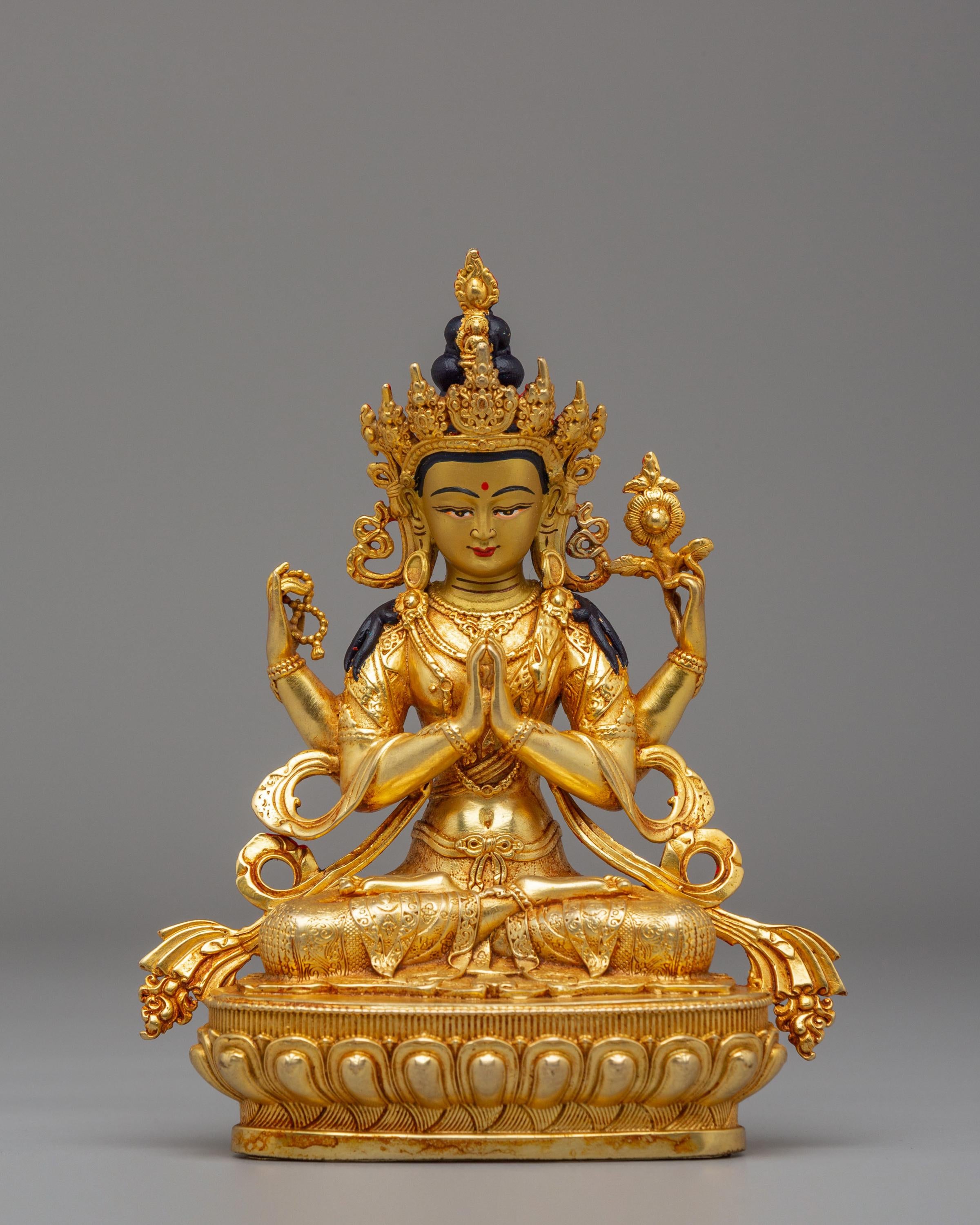 Handmade Buddha Dharma Sangha Statue Set | Tibetan Artwork