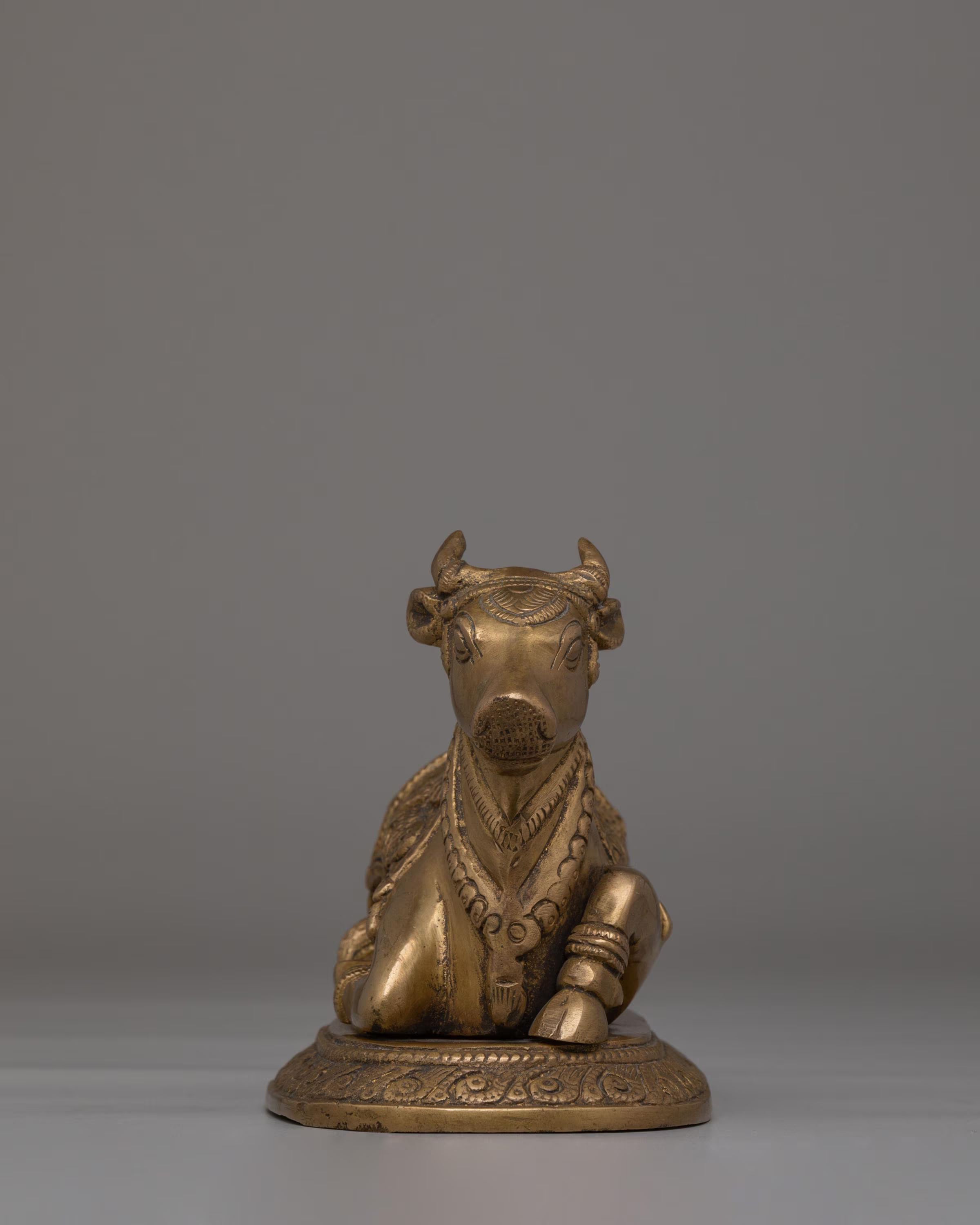 Sacred Nandi Statue | Brass Idol of Lord Shiva's Sacred Bull