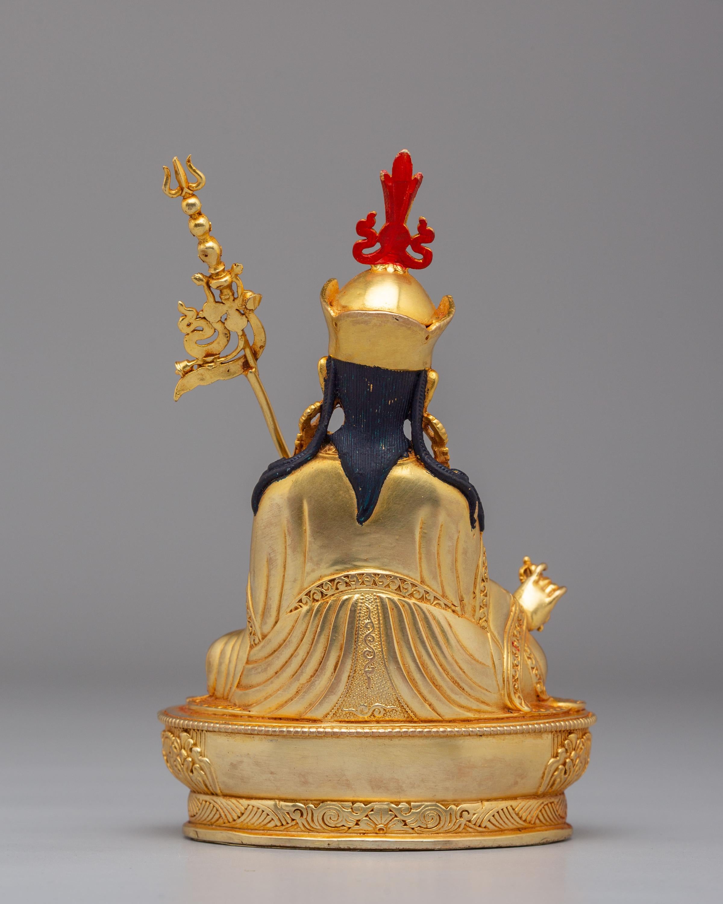 Handmade Guru Rinpoche Buddhist Statue | Tibetan Masterpiece for Spiritual Decor