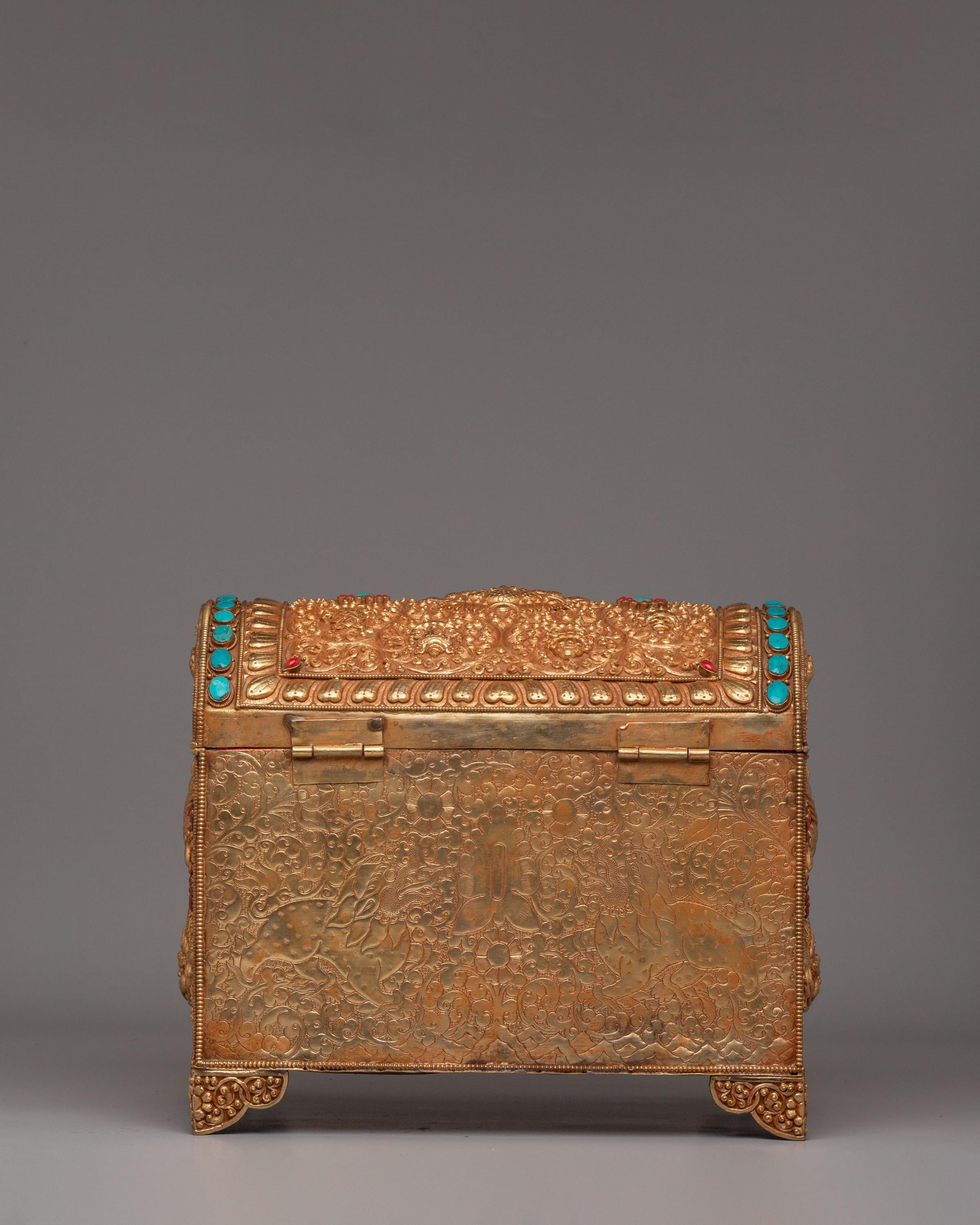 Handmade Dragon Treasure Box | Gemstone & Gold Plated Copper