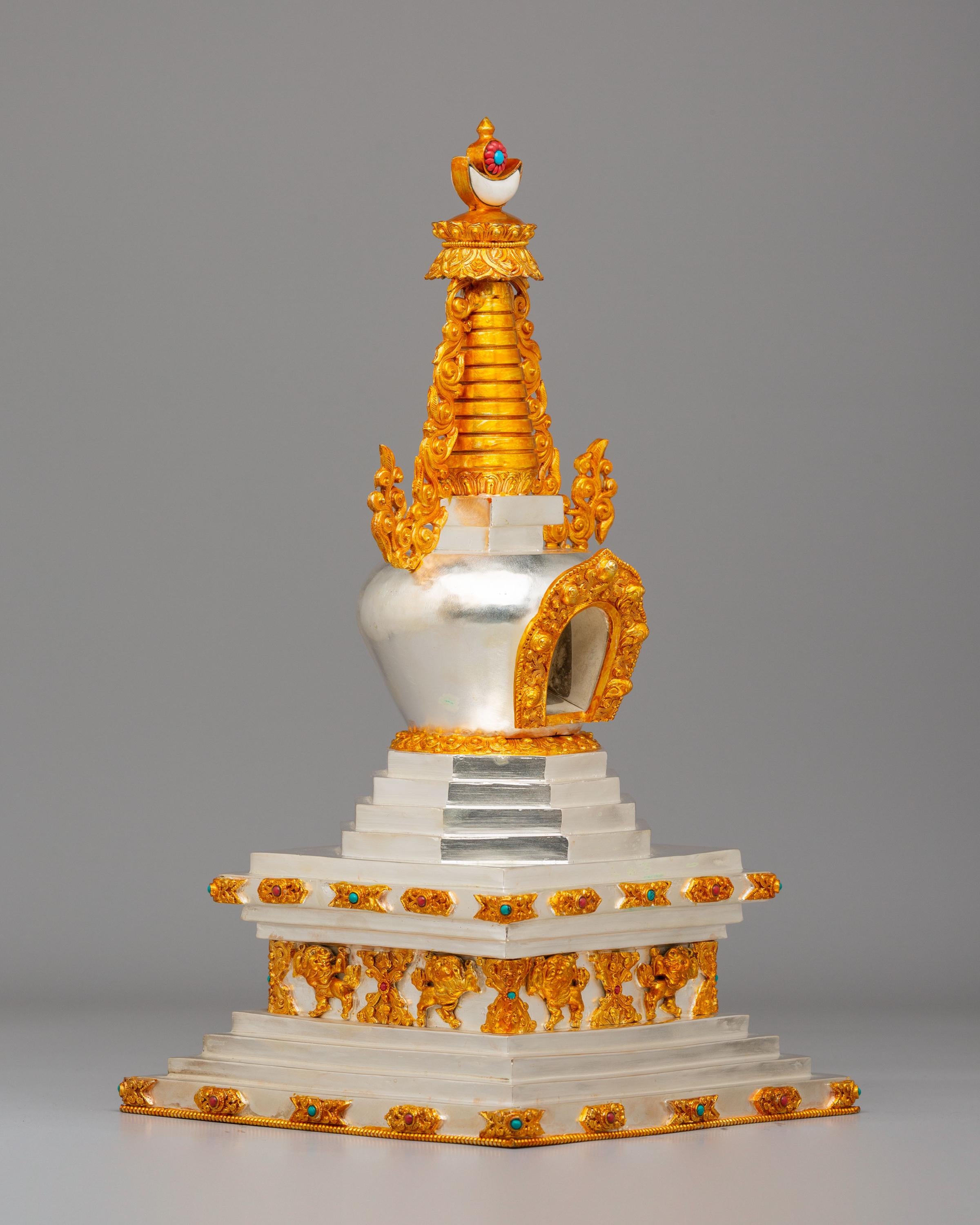 Traditional Handmade Stupa | Sacred Tibetan Buddhist Shrine Decor