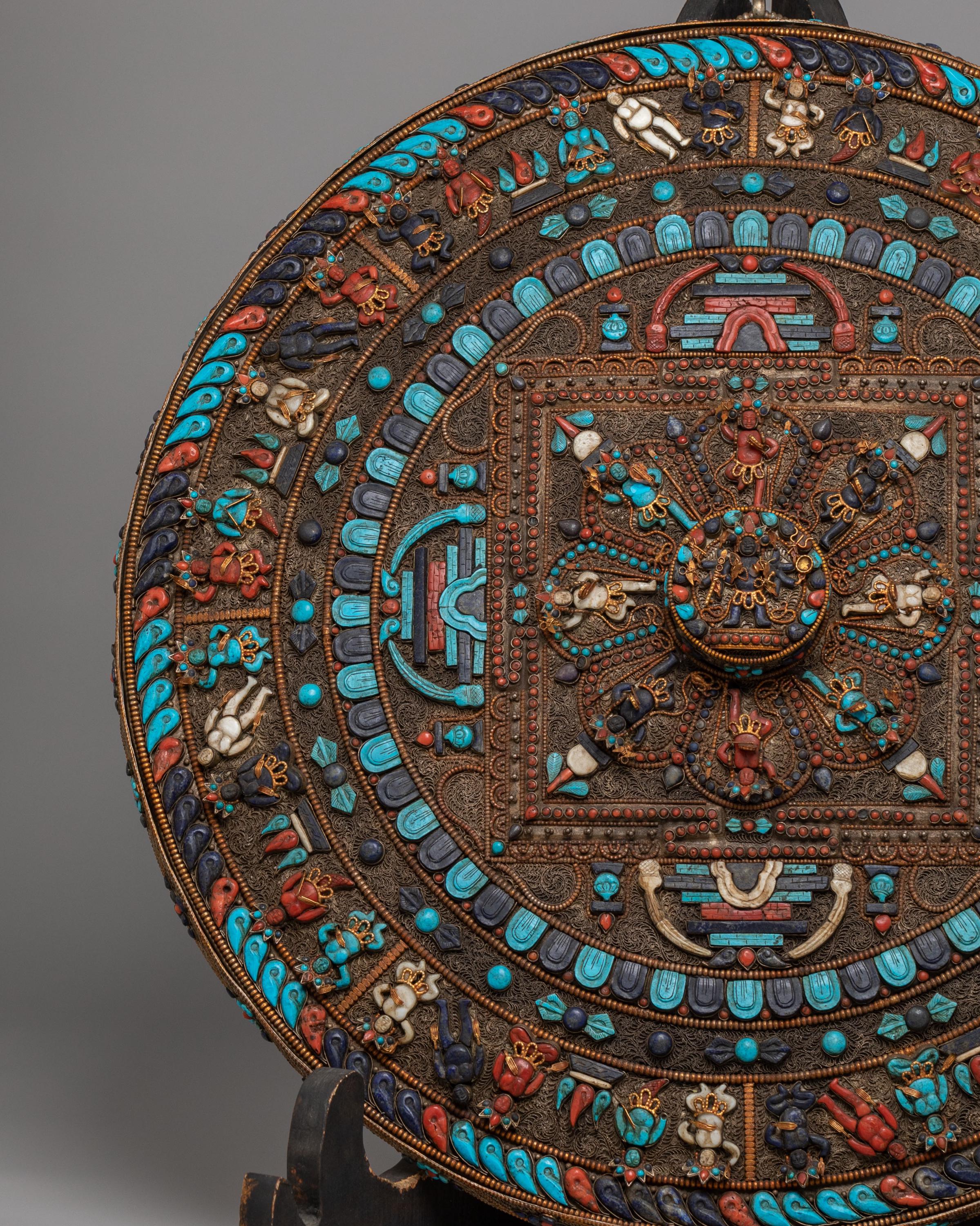 Tibetan Mandala Wall Art | Gemstone Mandala with Stand