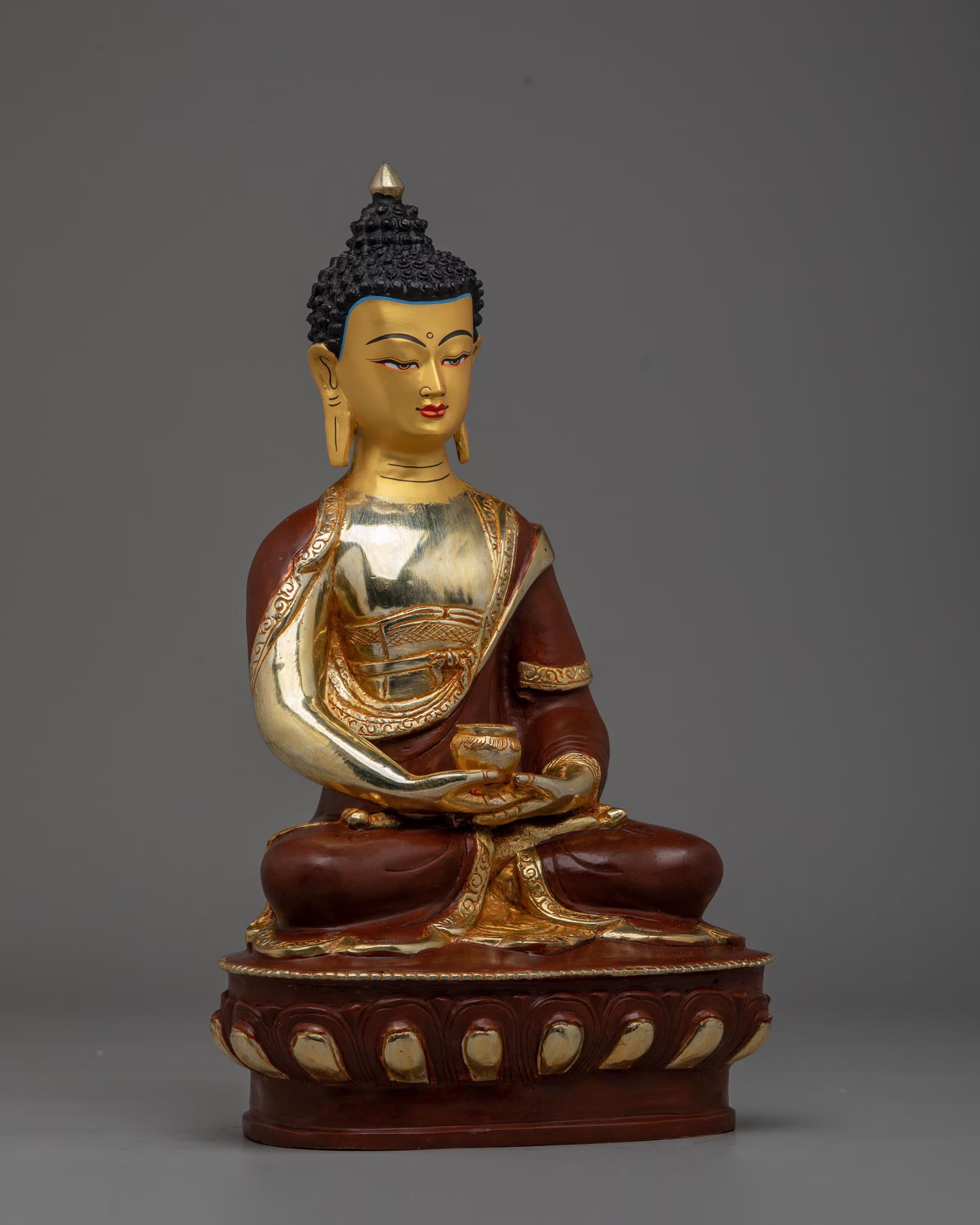 Himalayan Amitabha Meditation Statue | Gold-Plated Copper for Serene Decor