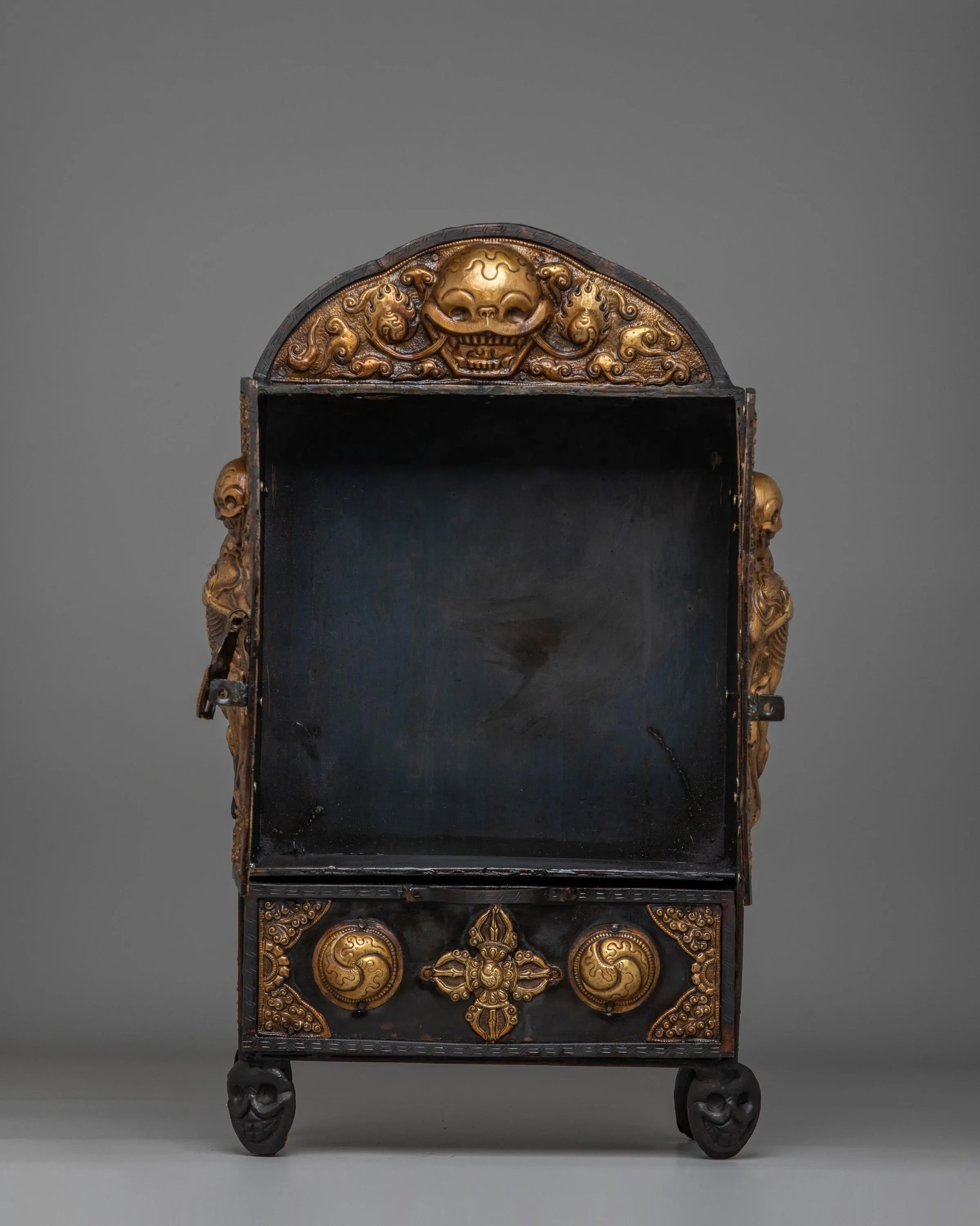 Tibetan Altar Box with Chitipati Motif | Handcrafted Sacred Decor