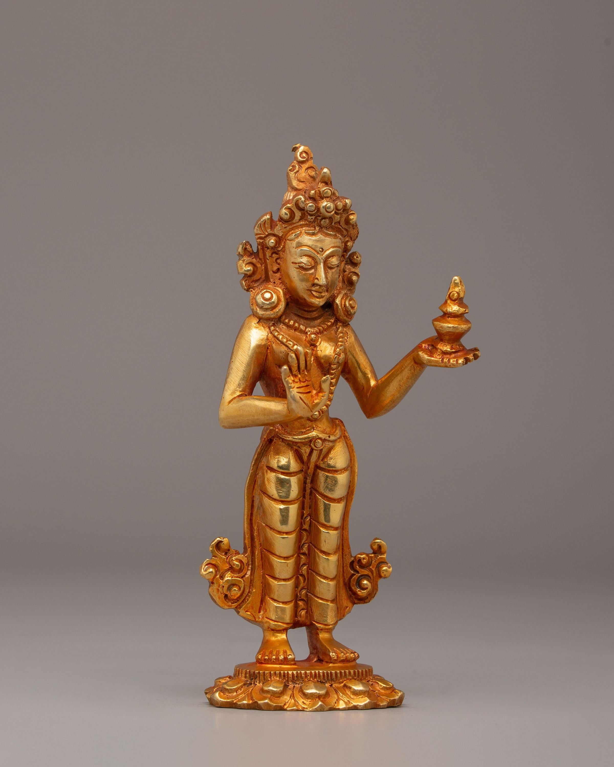 Handcrafted Mandarva Buddha Statue | Electro Gold Plated Statue for Altars