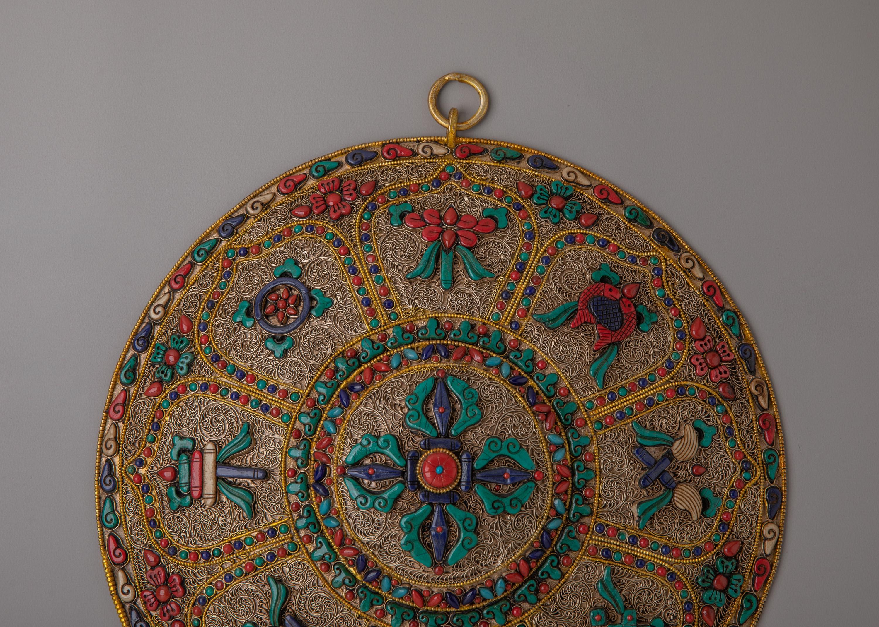 Decorative Eight Auspicious Wall Hanging | Traditional Tibetan Artwork
