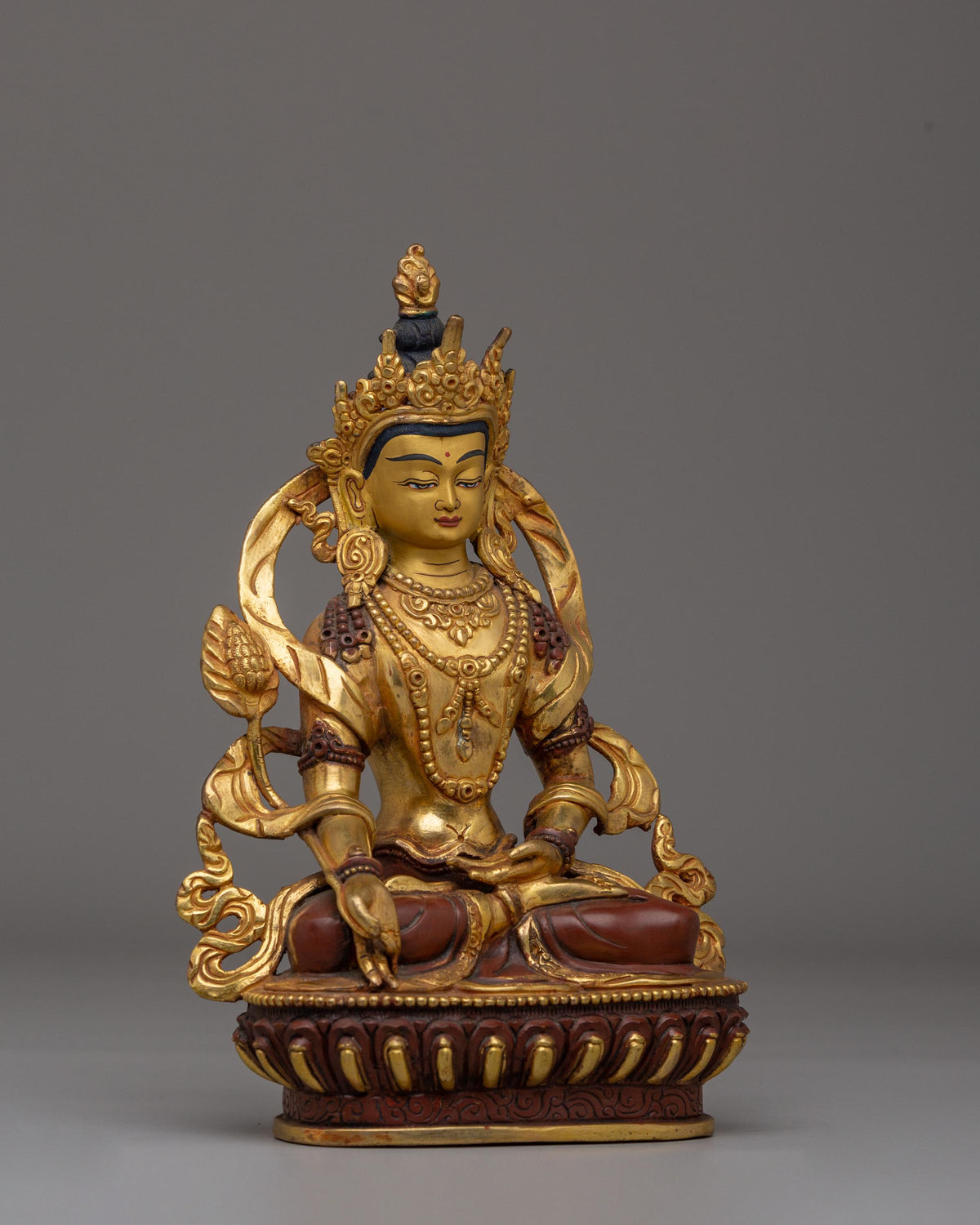 Handcrafted Scared Kshitigarbha Statue | 24K Gold Plated