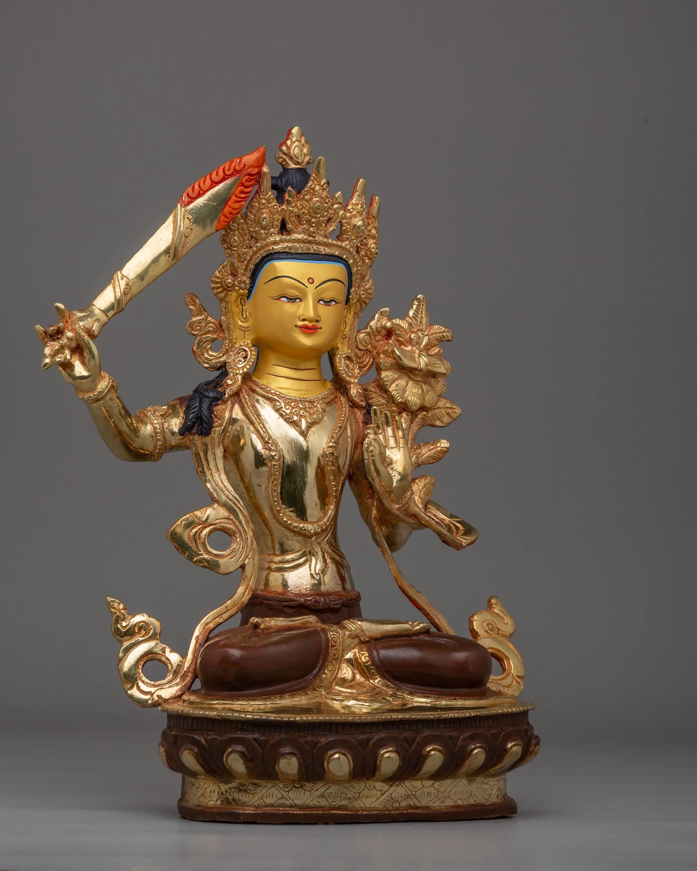 Traditional Manjushri Wisdom Deity Statue | Handcrafted Artwork for Spiritual Harmony