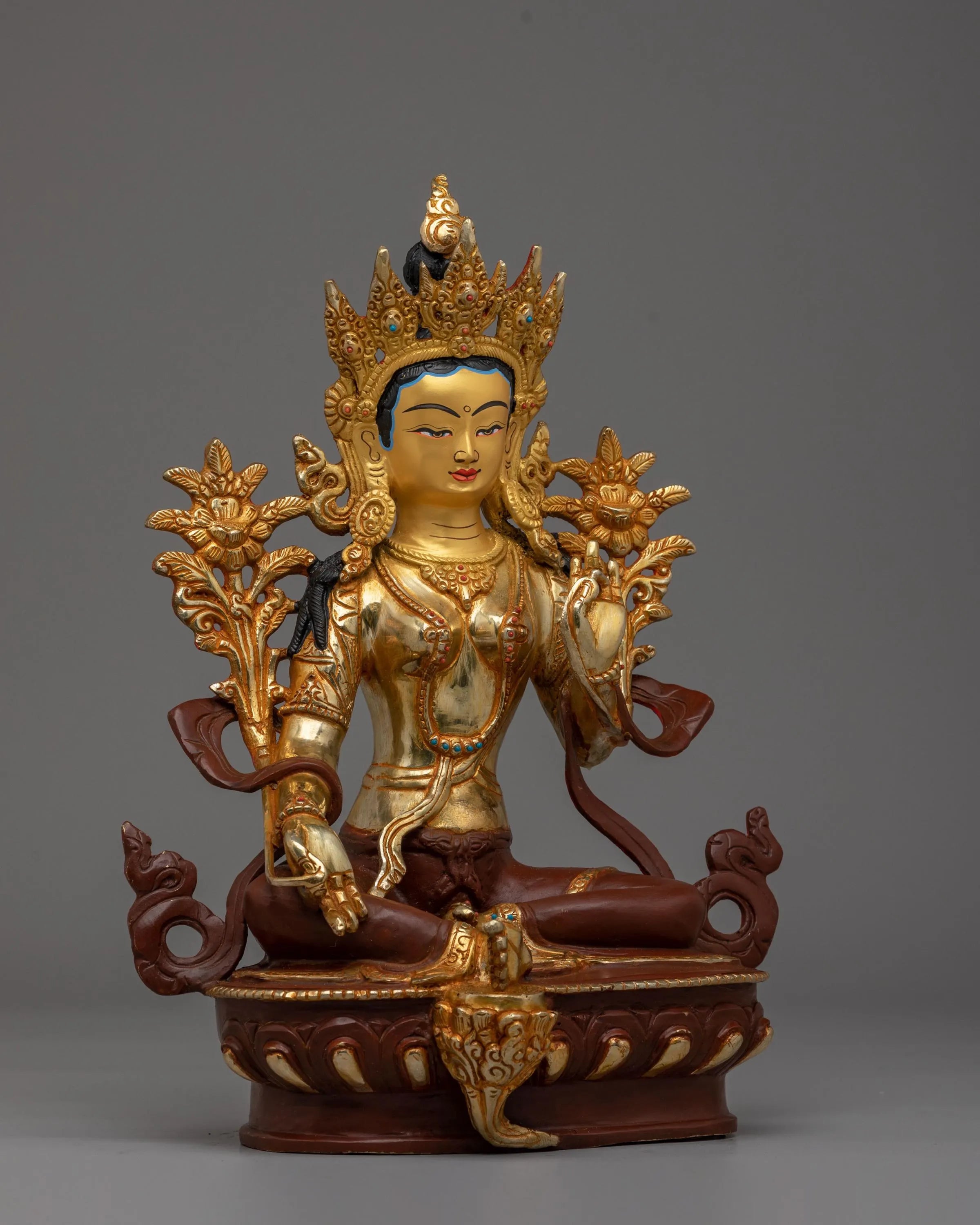 Sacred Green Tara Copper Statue | Himalayan Art
