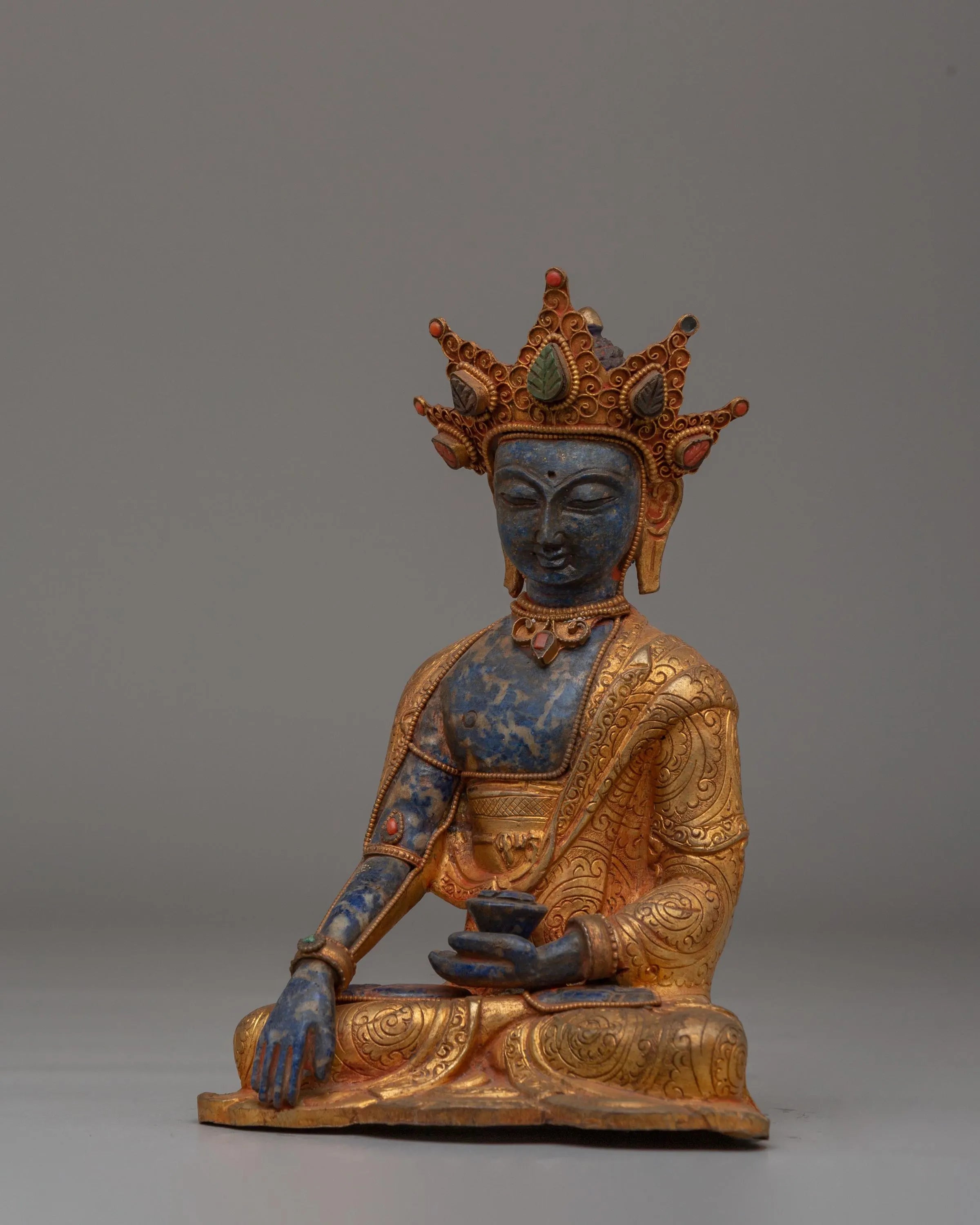 Sacred Crown Shakyamuni Buddha Statue | Handmade Buddhist Deity Sculpture