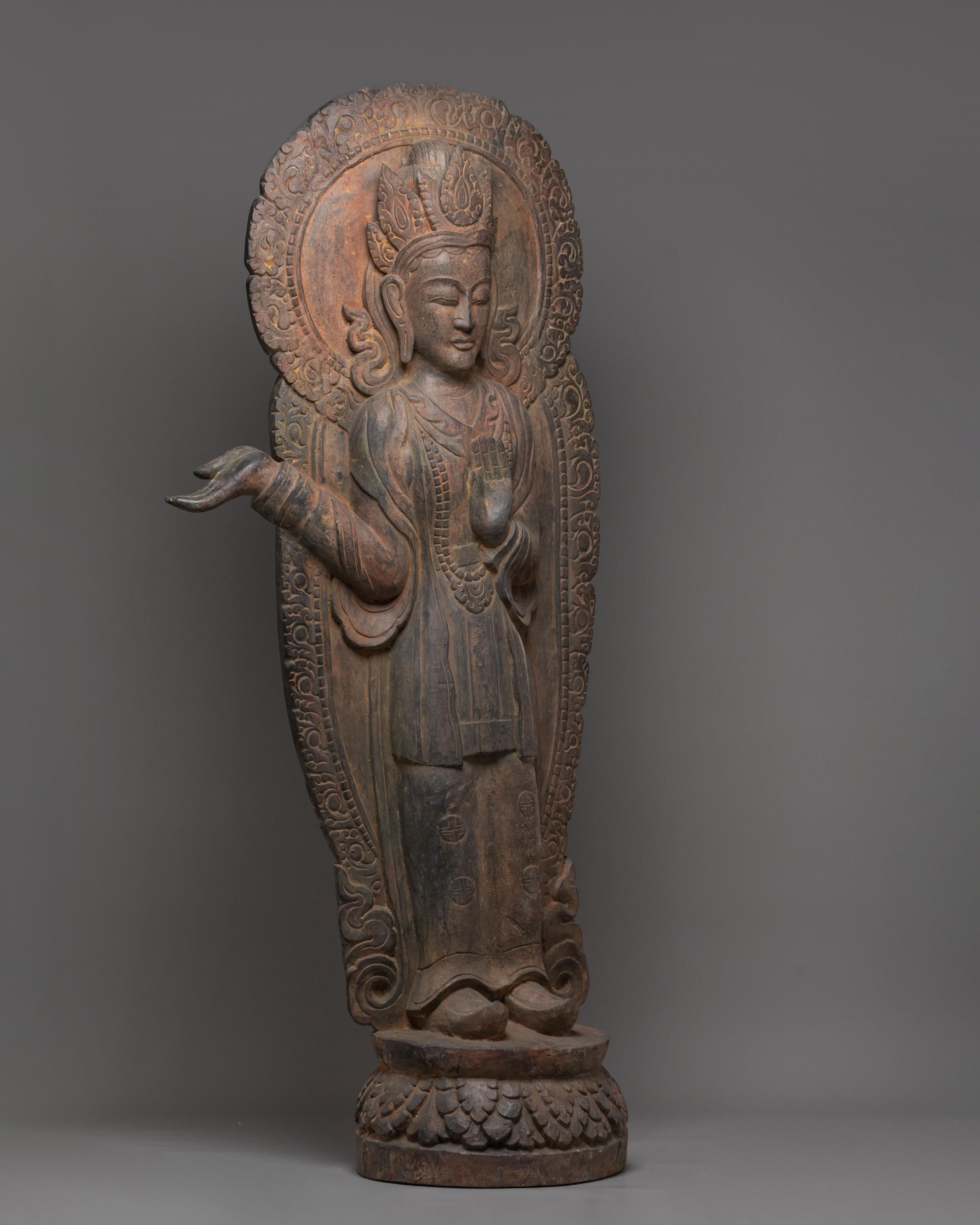 Divine Tara Compassion Statue | Hand-Carved Wooden Art