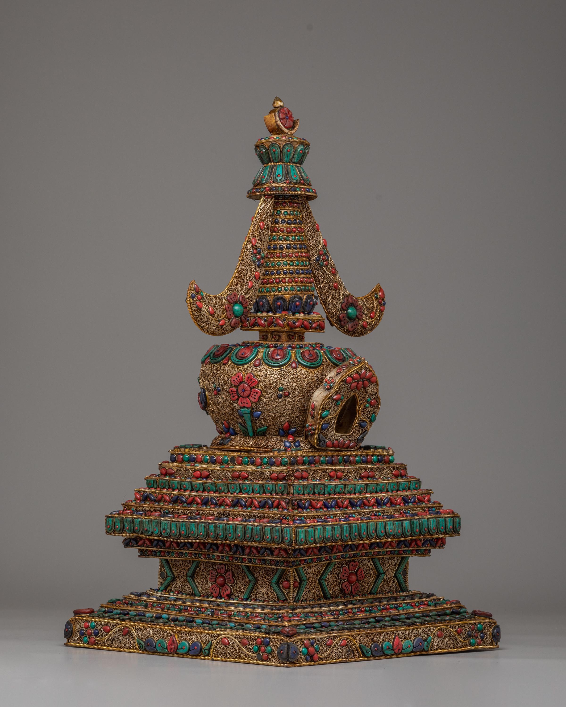 Traditional Sacred Jangchub Stupa | Tibetan Buddhist Shrine Decor