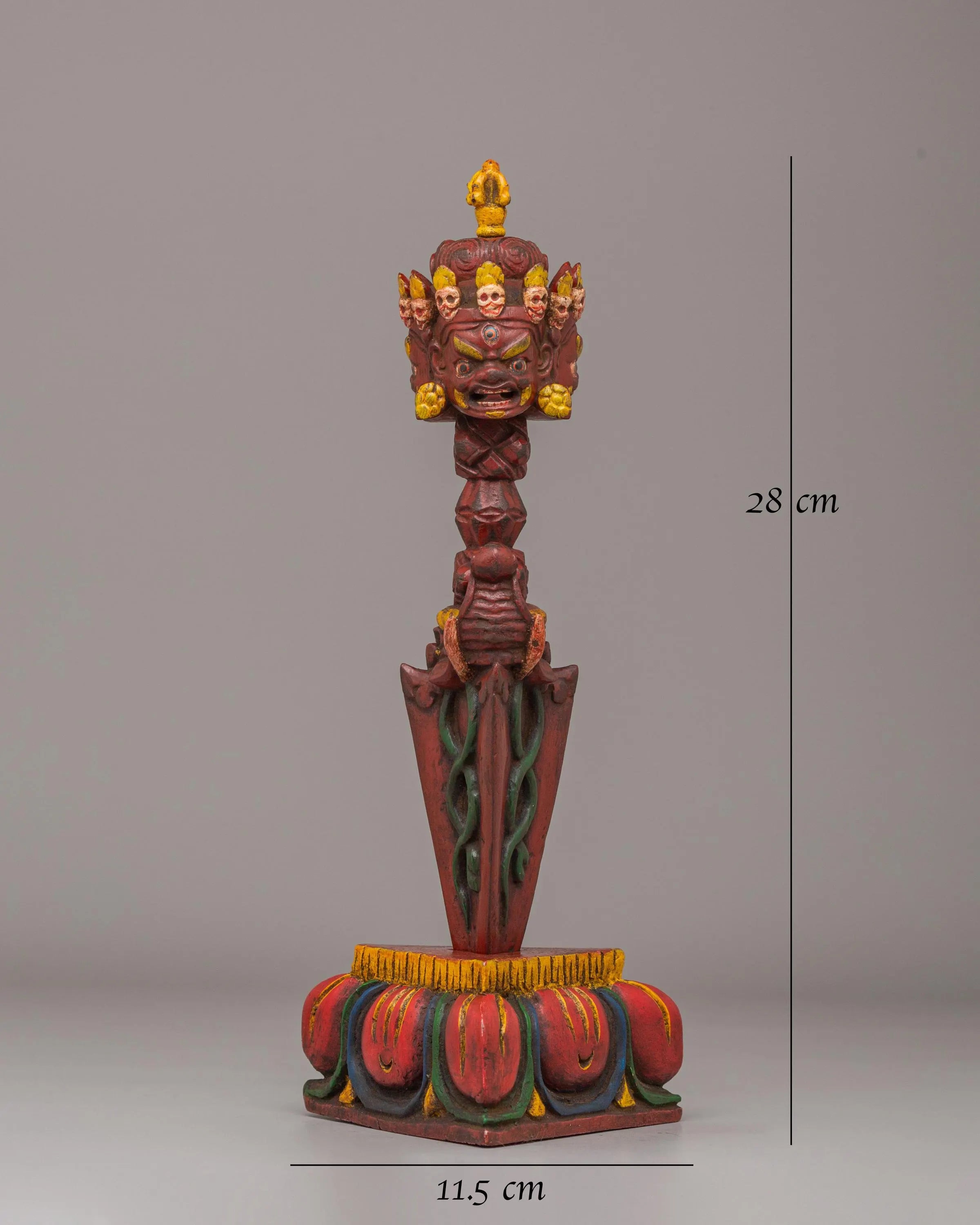 Handcrafted Buddhist Ritual Dagger | Wooden Spiritual Decor