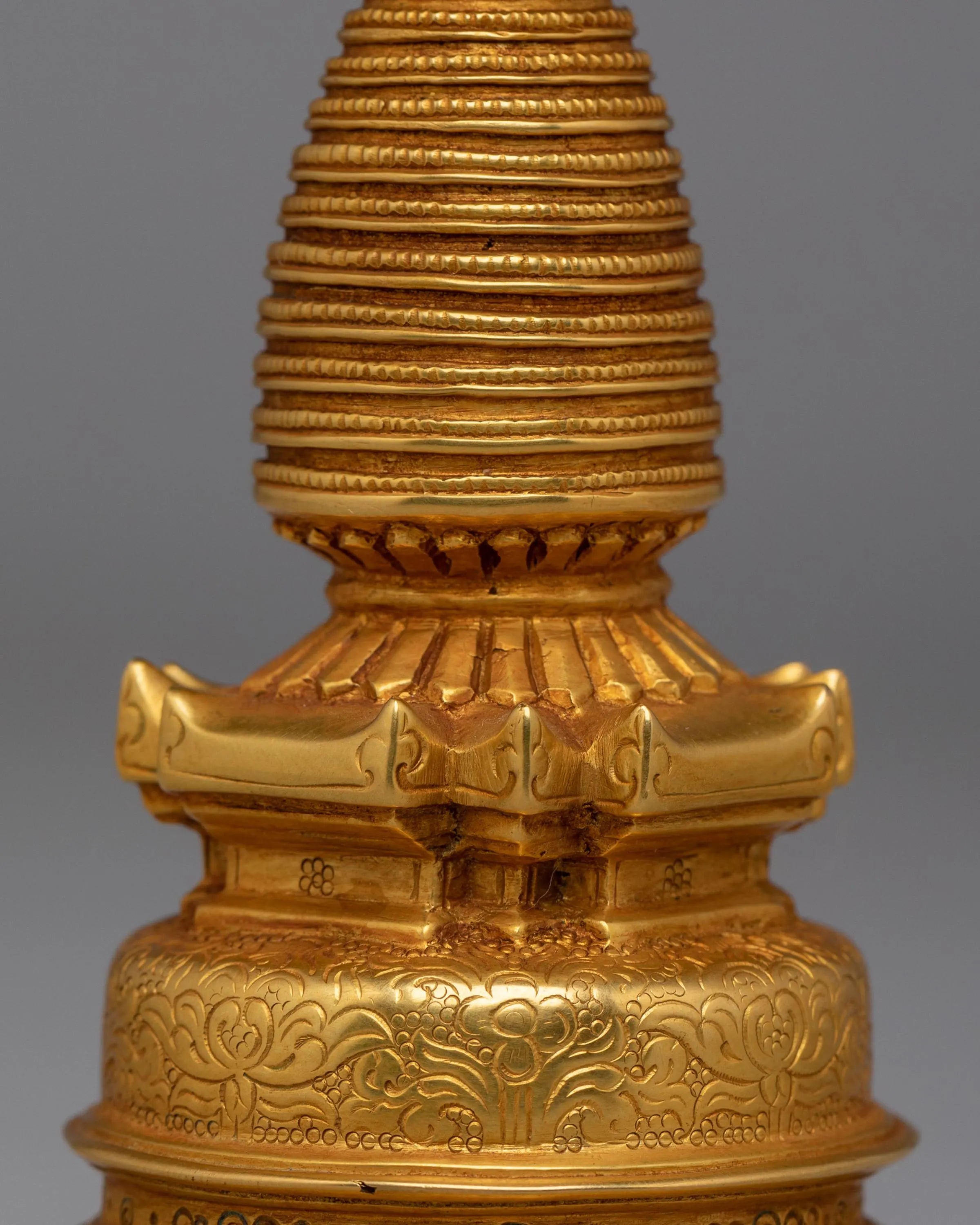 Handmade Kadampa Enlightment Stupa | Gold Plated Tibetan Stupa