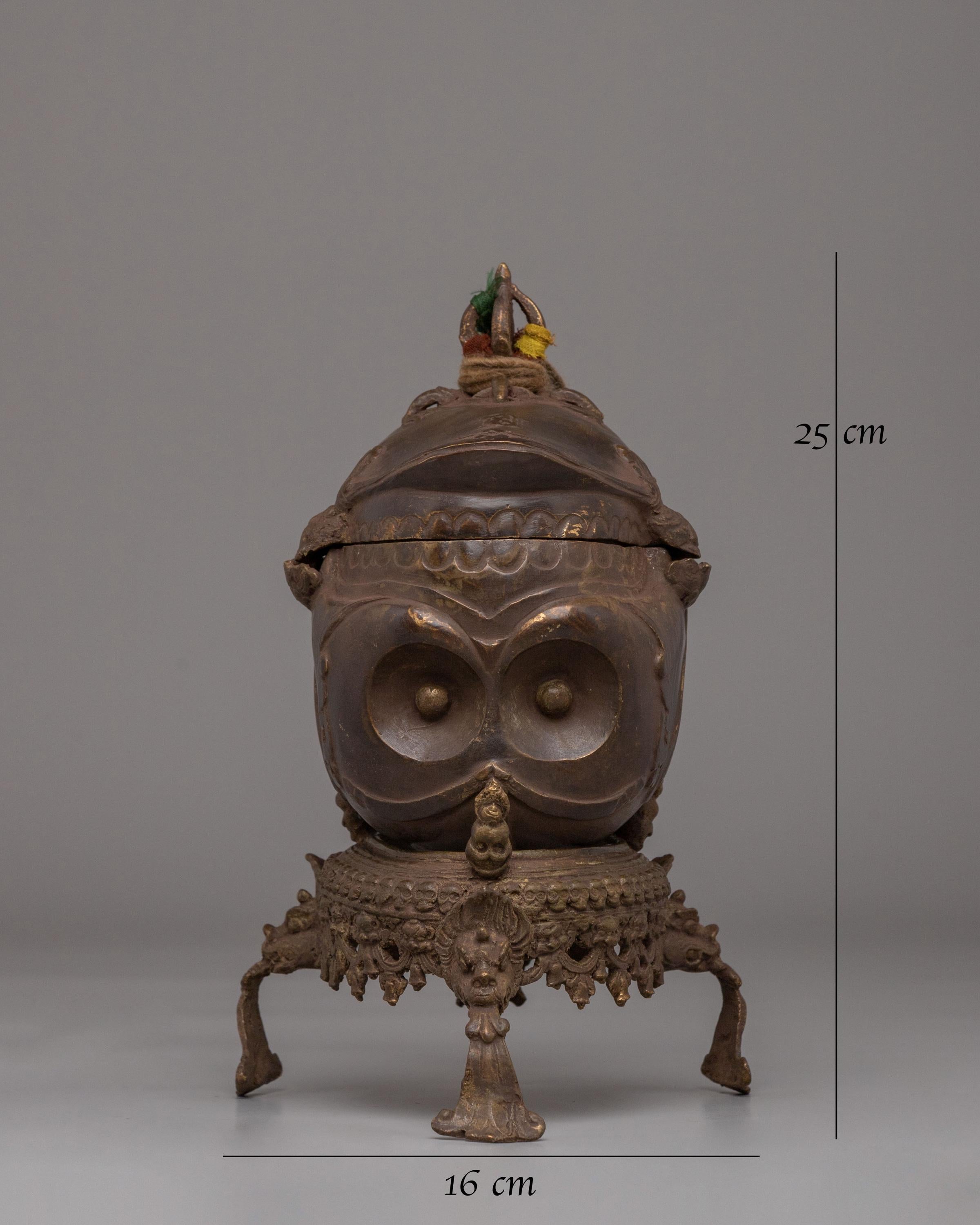 Sacred Kapala for Ritual | Tibetan Brass Skull Cup