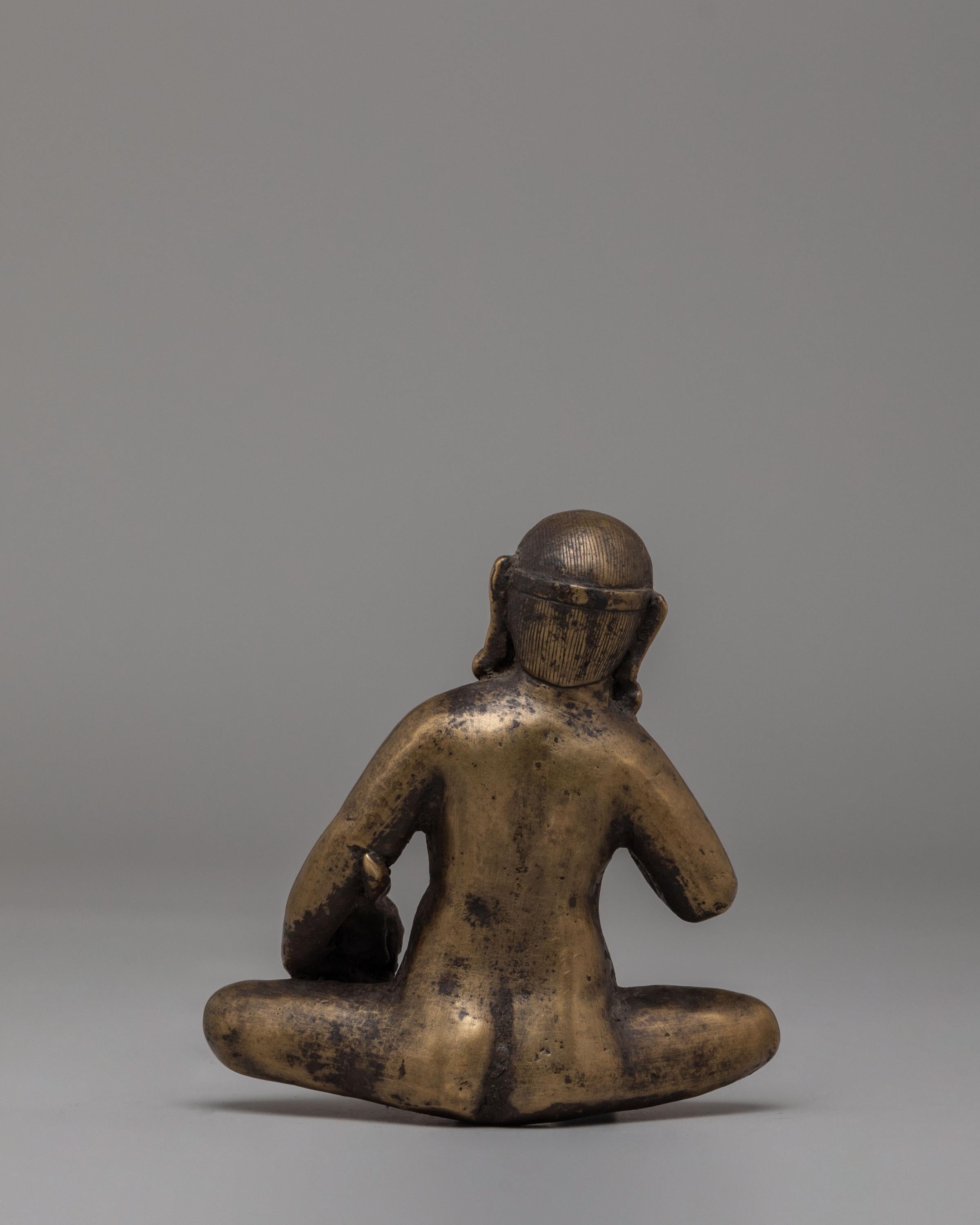 Buddhist Wealth Deity Dzambhala Statue | Antique Brass Altar Sculpture