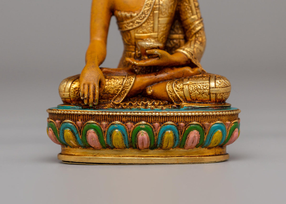 Himalayan Shakyamuni Buddha Shrine Statue | 24K Gold Plated Tibetan Buddha