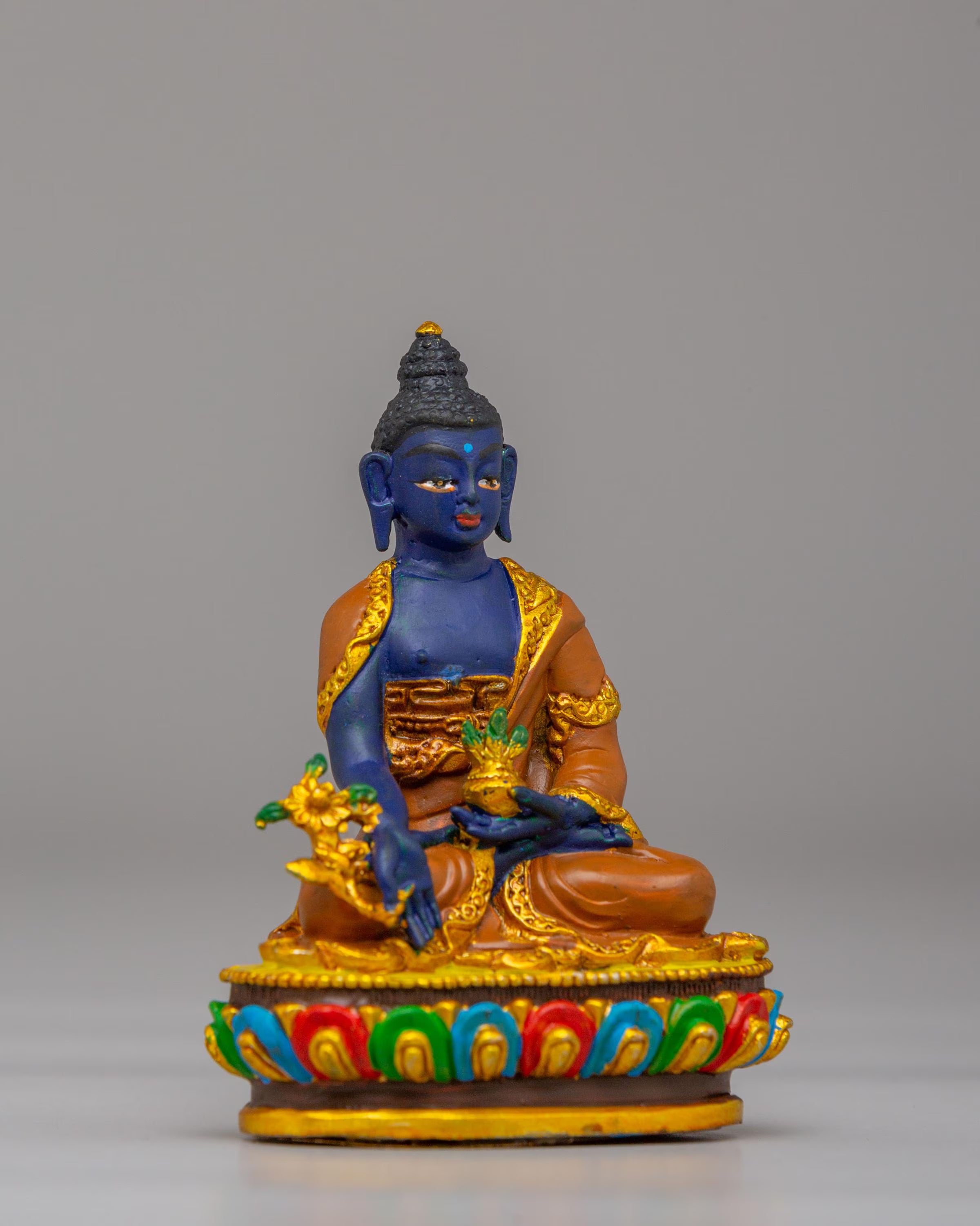 Handmade Medicine Buddha Statue | Gold and Copper Buddhist Decor