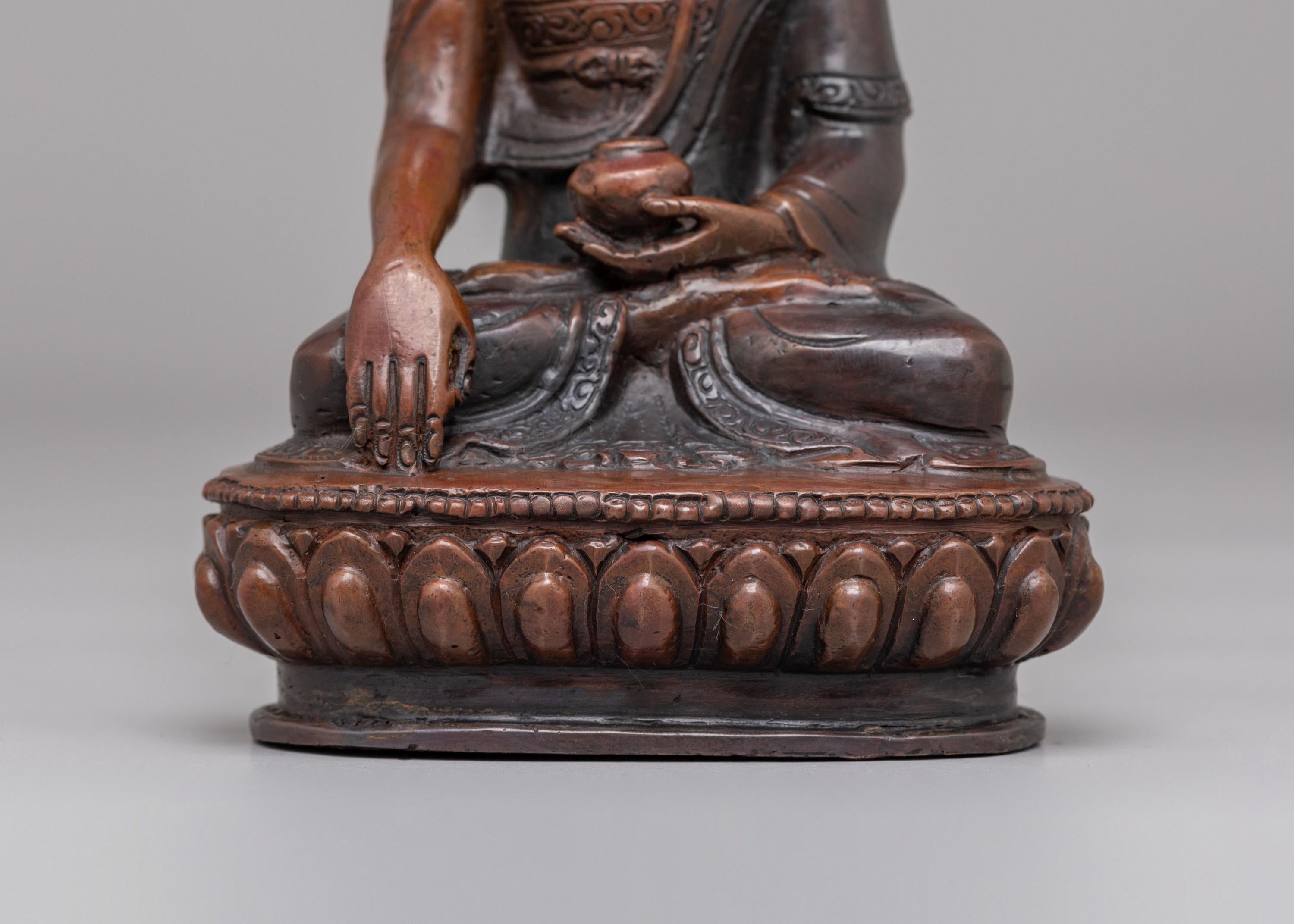 Handmade Shakyamuni Buddha Shrine Statue | Oxidized Copper Body