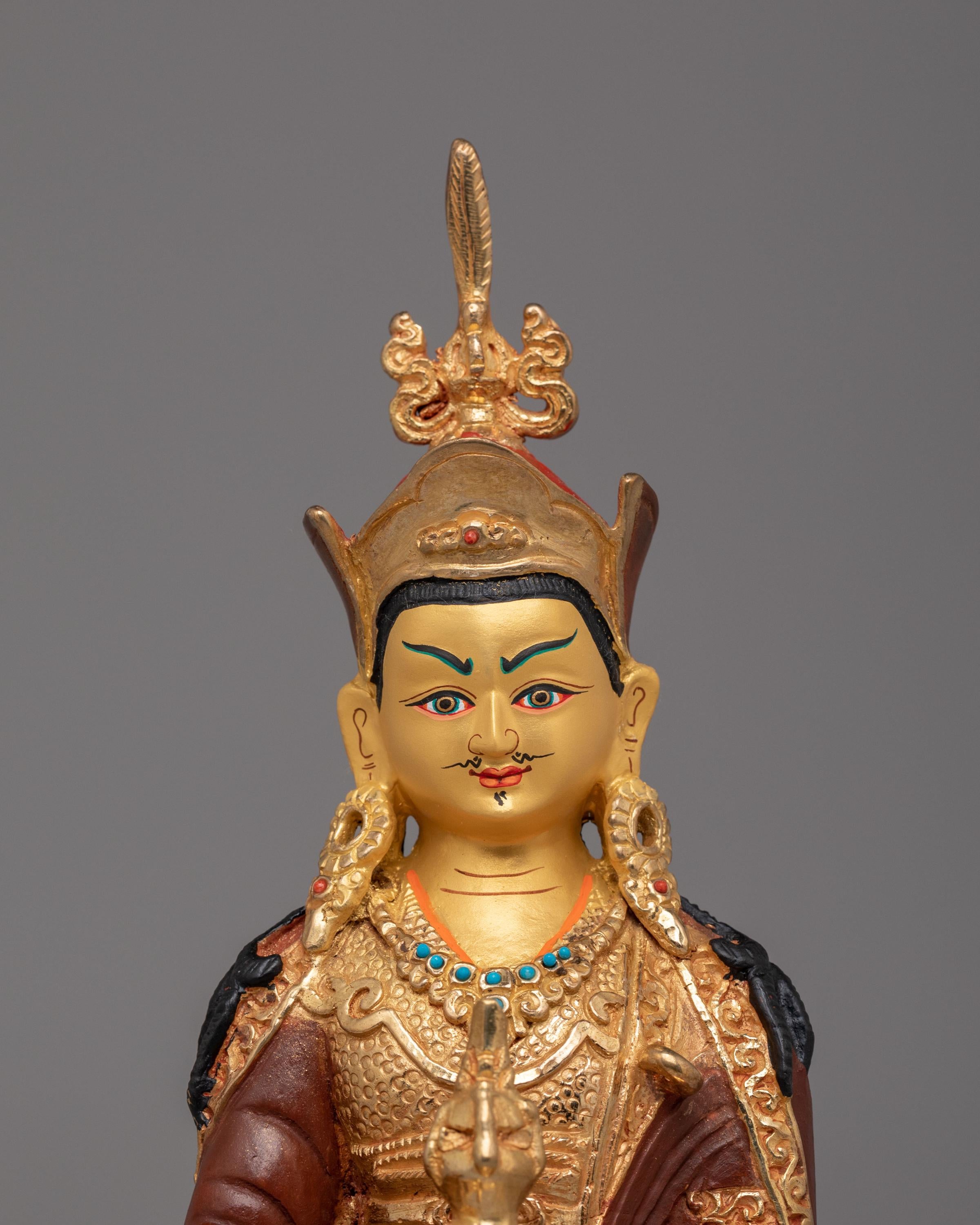 Himalayan Guru Rinpoche Altar Statue | 24K Gold Plated Tibetan Buddha