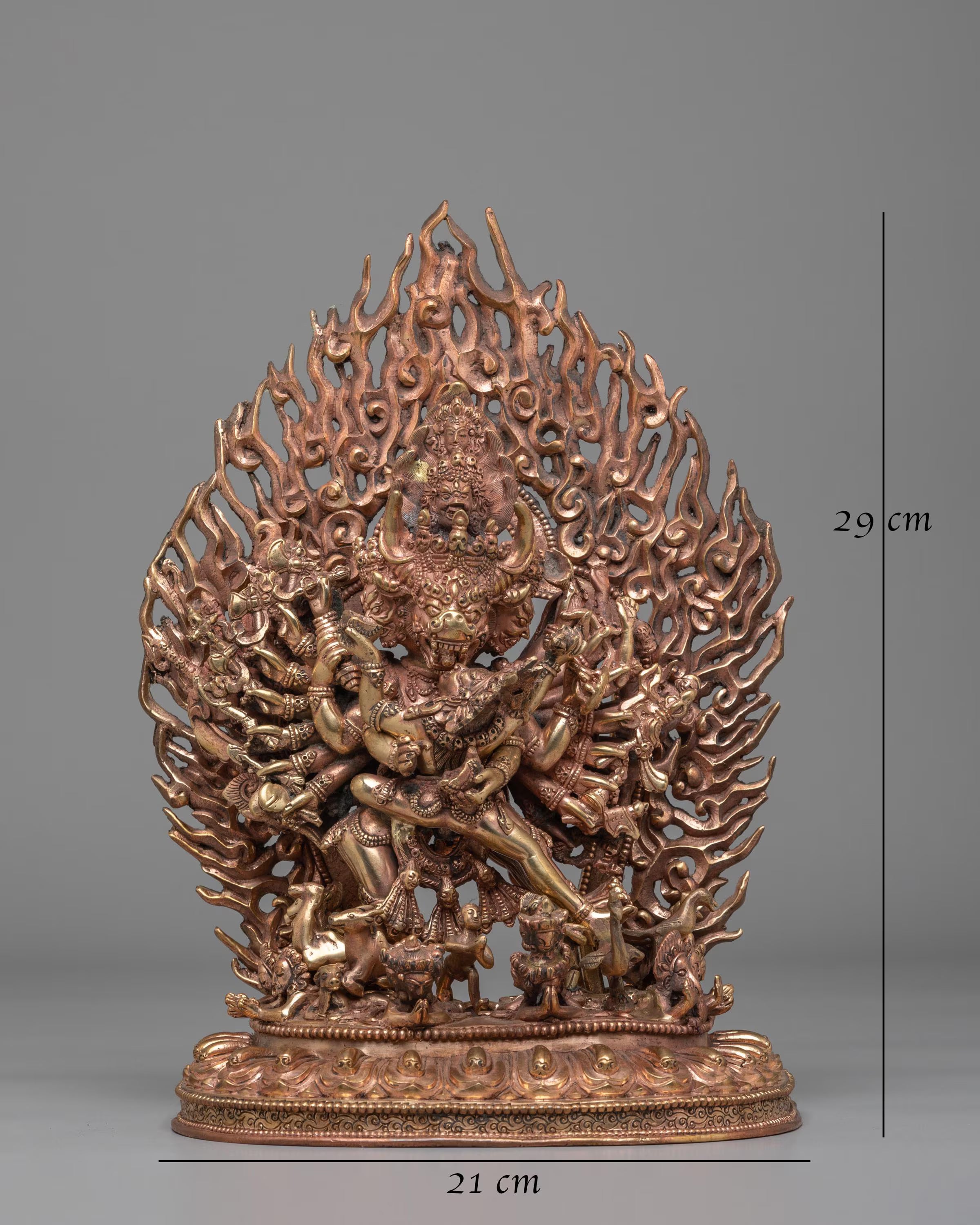 Handmade Yamantaka with Consort Statue | Wrathful Deity Sculpture for Meditation